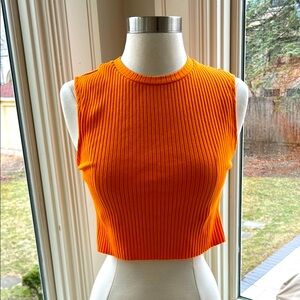 Orange Sleeveless Ribbed Top